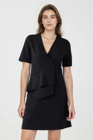 Rochie scurta cu volane si decolteu in V