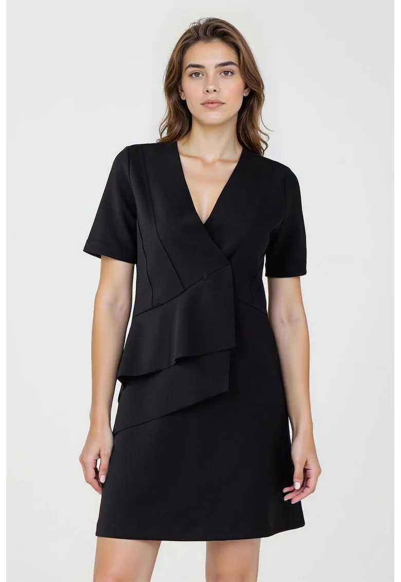 Rochie scurta cu volane si decolteu in V