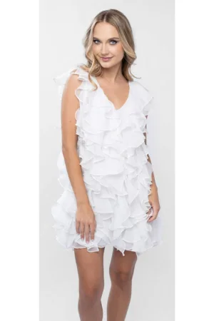 Rochie scurta cu volane si spate decupat