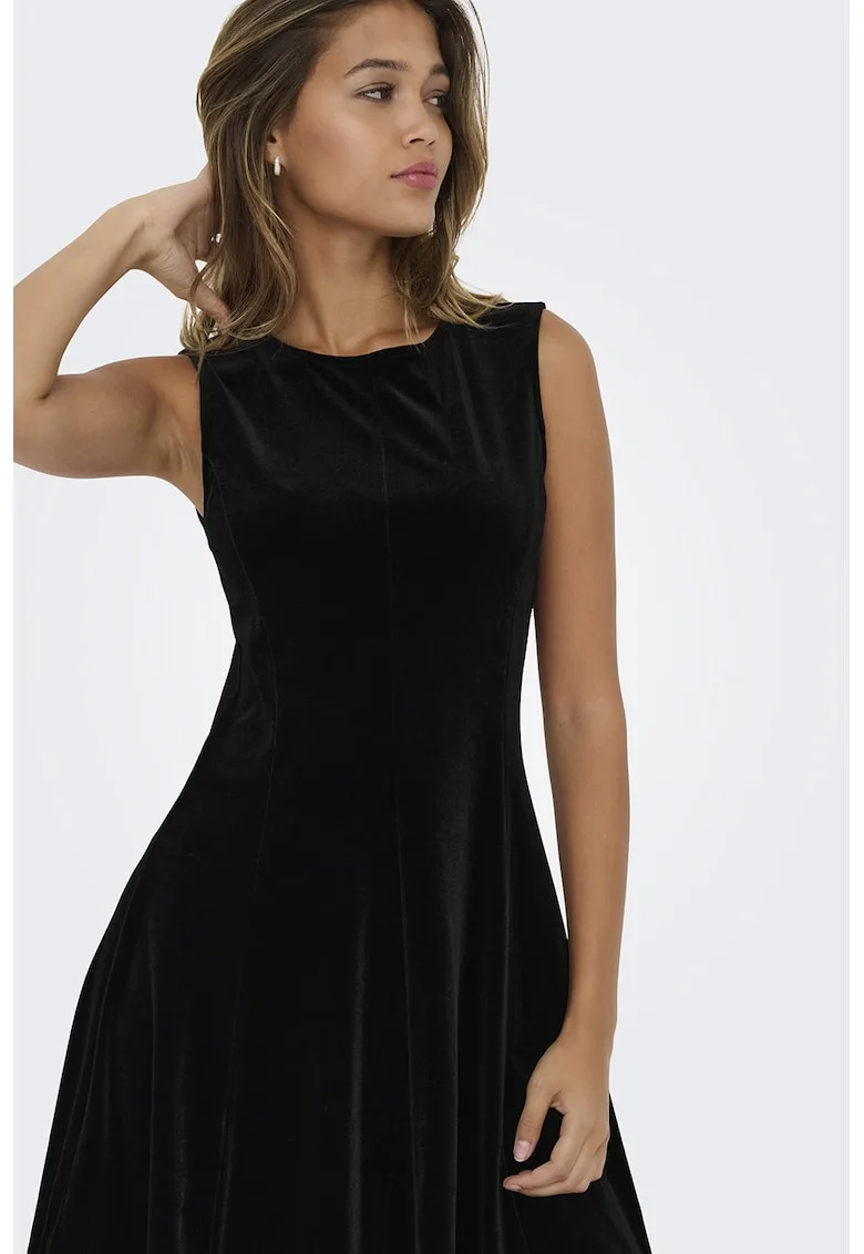 Rochie scurta de catifea cu terminatie cu volane