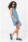 Rochie scurta de denim fara maneci