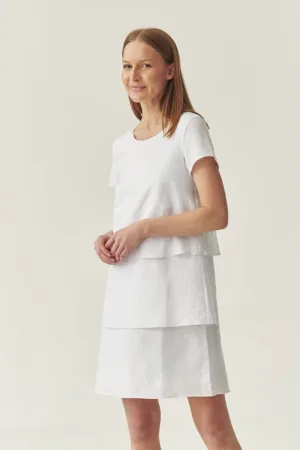 Rochie scurta din amestec de in cu model stratificat