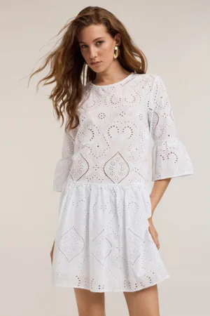 Rochie scurta din bumbac cu maneci medi