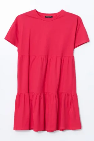 Rochie scurta din bumbac cu model stratificat