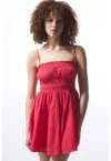 Rochie scurta din bumbac cu model uni