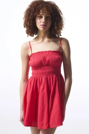 Rochie scurta din bumbac cu model uni