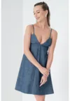 Rochie scurta din denim cu decolteu in V