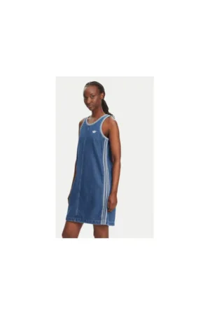 Rochie scurta din denim cu decolteu rotund