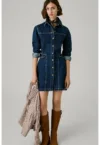 Rochie scurta din denim cu nasturi