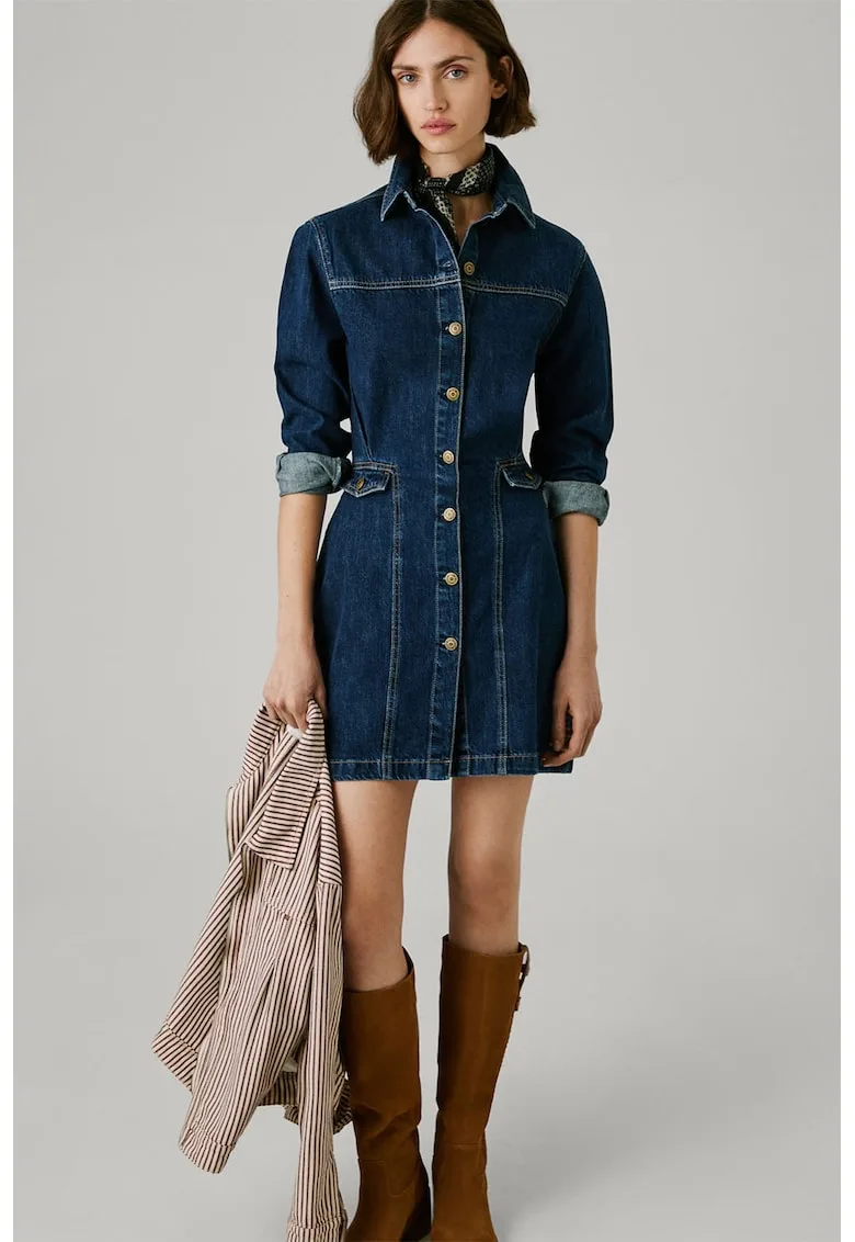 Rochie scurta din denim cu nasturi