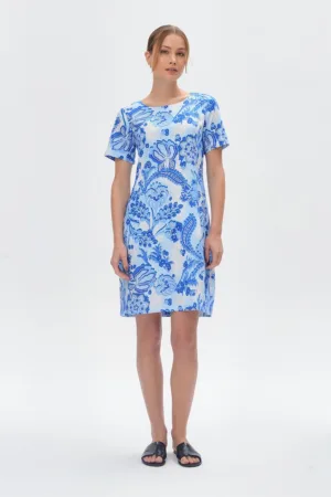 Rochie scurta din in cu imprimeu