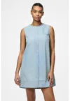 Rochie scurta din material chambray si croiala in A
