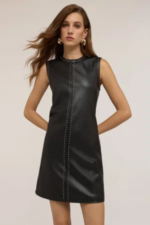 Rochie scurta din piele ecologica cu aplicatii cu nituri