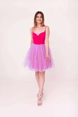 Rochie scurta evazata cu funda pe partea din spate Bloom