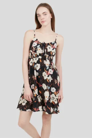 Rochie scurta evazata cu model tropical Sarah II