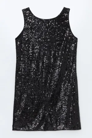Rochie scurta fara maneci cu paiete