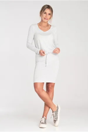 Rochie scurta - gri deschis - din viscoza