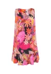 Rochie scurta in A cu imprimeu tropical