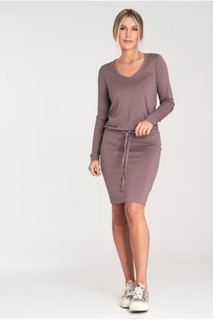 Rochie scurta - maro - viscoza
