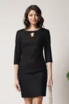 Rochie scurta neagra conica cu detaliu auriu la bust
