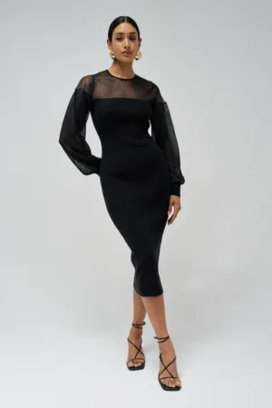 Rochie slim fit cu insertie de plasa