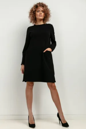 Rochie sport cu maneca lunga si buzunareT412 neagra