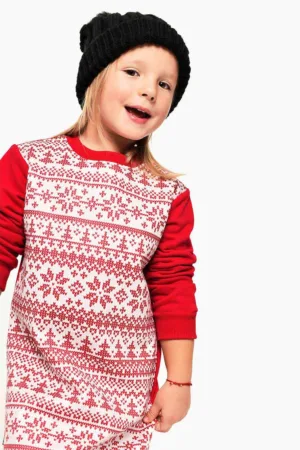 Rochie sport de bumbac cu decolteu rotund si tematica de Craciun