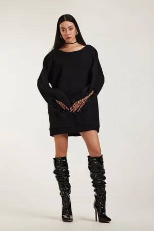 Rochie sport scurta cu aplicatii din strasuri Rosario