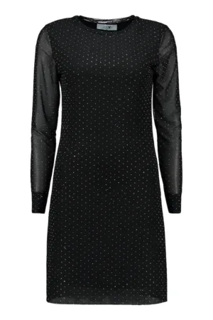 Rochie stralucitoare cu maneci semitransparente