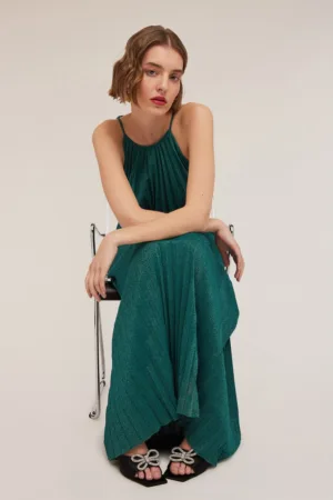 Rochie stralucitoare dreapta cu pliuri