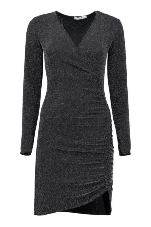 Rochie stralucitoare si fronseu lateral