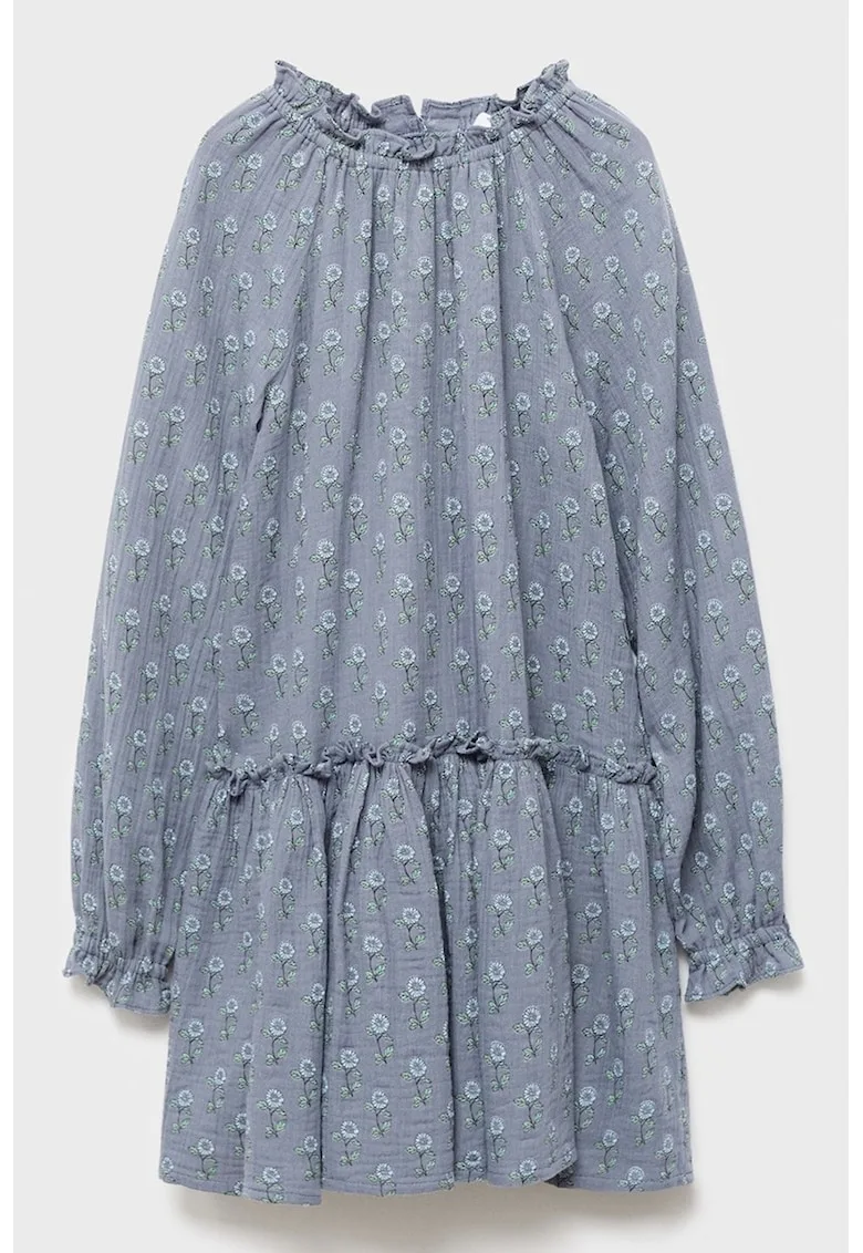 Rochie stratificata cu maneci lungi si model floral