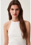 Rochie striata cu decolteu halter