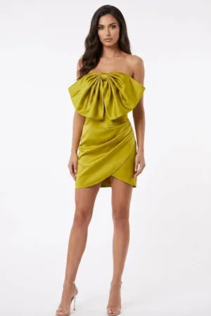 Rochie tafta elastica cu funda maxi