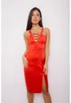 Rochie tafta - rosu -  rosu