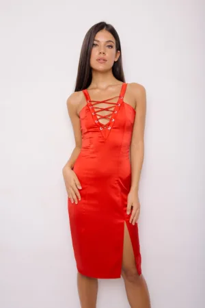 Rochie tafta - rosu - rosu