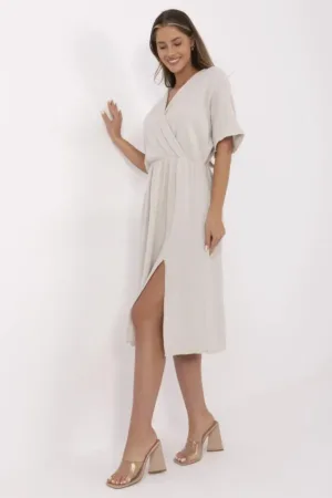 Rochie texturata cu decolteu cache-coeur -
