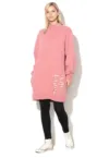 Rochie tip bluza sport cu broderie Scandi