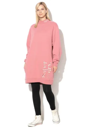 Rochie tip bluza sport cu broderie Scandi