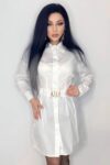 Rochie tip camasa R8383 Alb | Kikiriki