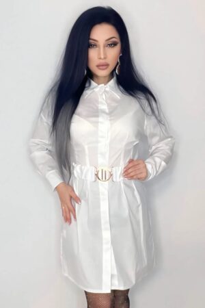 Rochie tip camasa R8383 Alb | Kikiriki