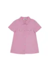 Rochie tip camasa cu buzunare  - Stella - Roz - pentru fetite