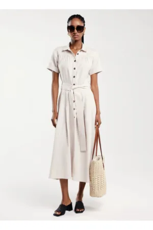 Rochie tip camasa din amestec de in