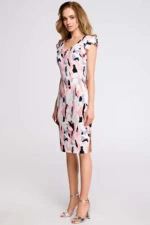 Rochie tip creion cu decolteu si maneci scurte -