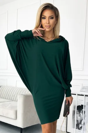Rochie tip liliac cu gluga - L-XL - Verde sticla
