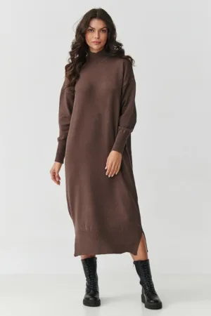 Rochie tip pulover cu guler rasucit -