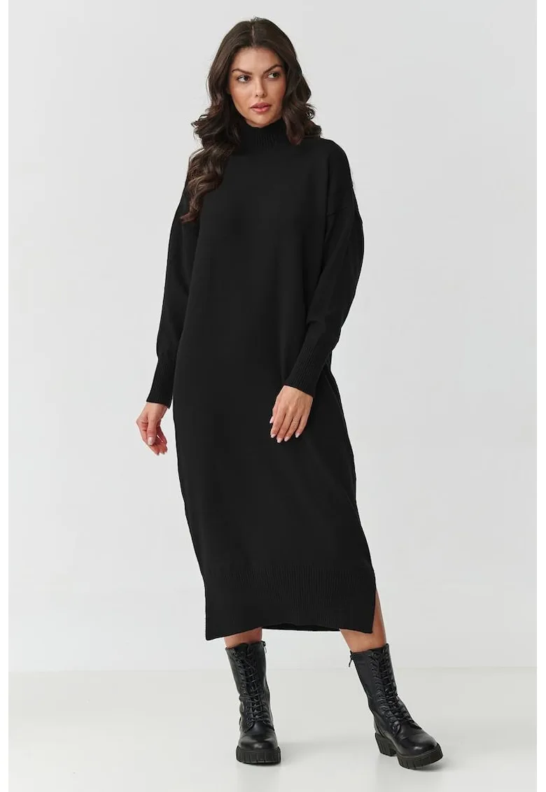 Rochie tip pulover cu slituri laterale -