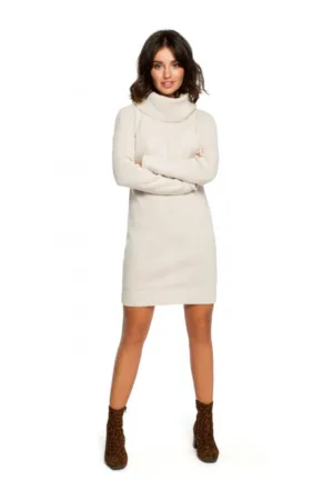 Rochie tip pulover pe gat - Acril - Bej -