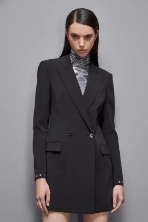 Rochie tip sacou - cu croiala cambrata si inchidere la doua randuri de nasturi