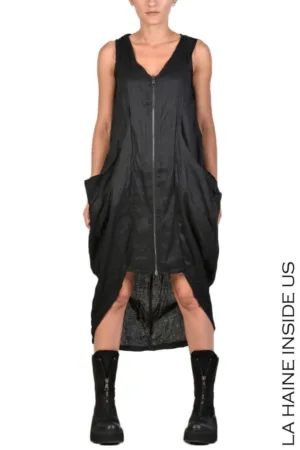 Rochie tip vesta evazata - asimetrica - inchidere cu fermoar dublu